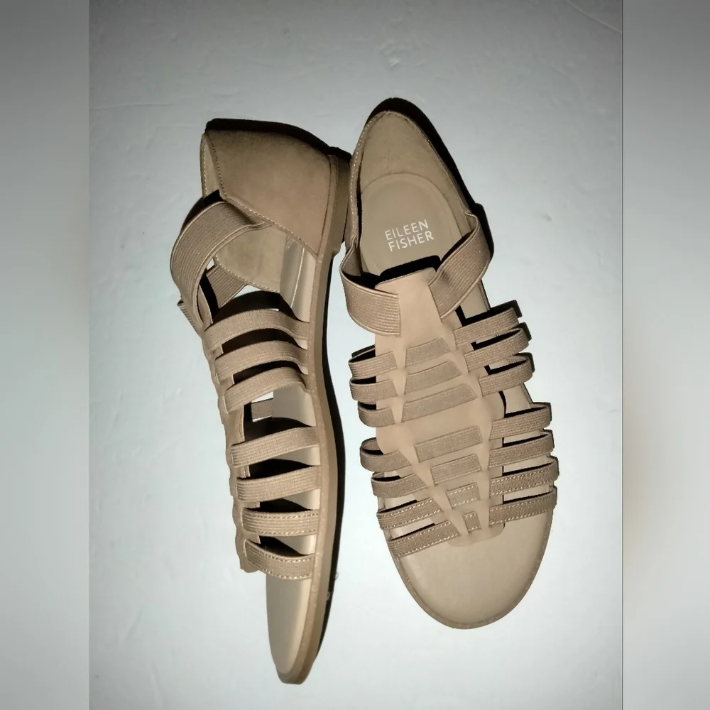Eileen Fisher (Size 6) Nude Rato Strappy  Comfort Slipon Casual Open Toe Sandals